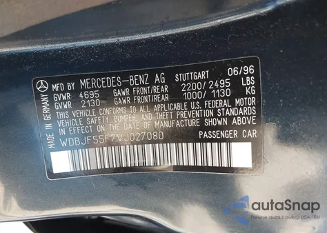 1997 Mercedes-Benz E 320 from USA, damaged, VIN WDBJF55F7VJ027080